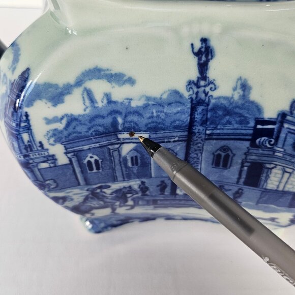 Genuine Victoria Ware Ironstone Flow Blue And White Large Teapot - Picture 12 of 15